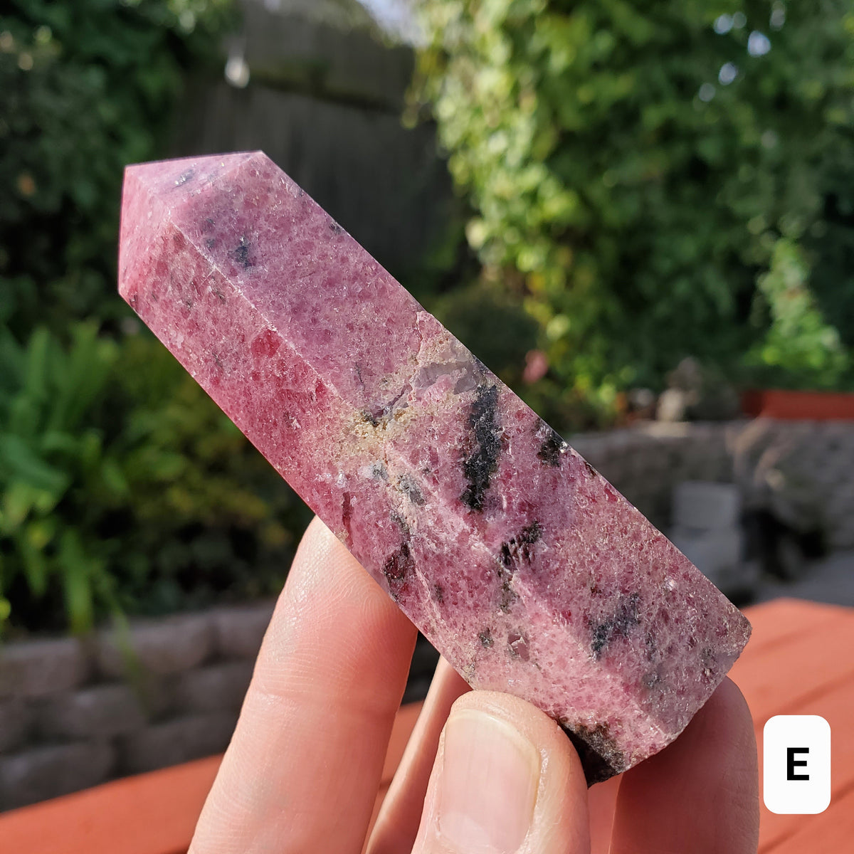 Rhodonite Tower - Self Love, Balance, Joy, Happiness - Pink and Black Crystal Point Healing Crystals Gemstones