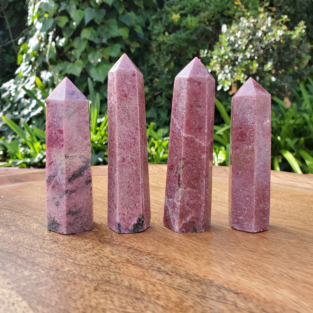 Rhodonite Tower - Self Love, Balance, Joy, Happiness - Pink and Black Crystal Point Healing Crystals Gemstones
