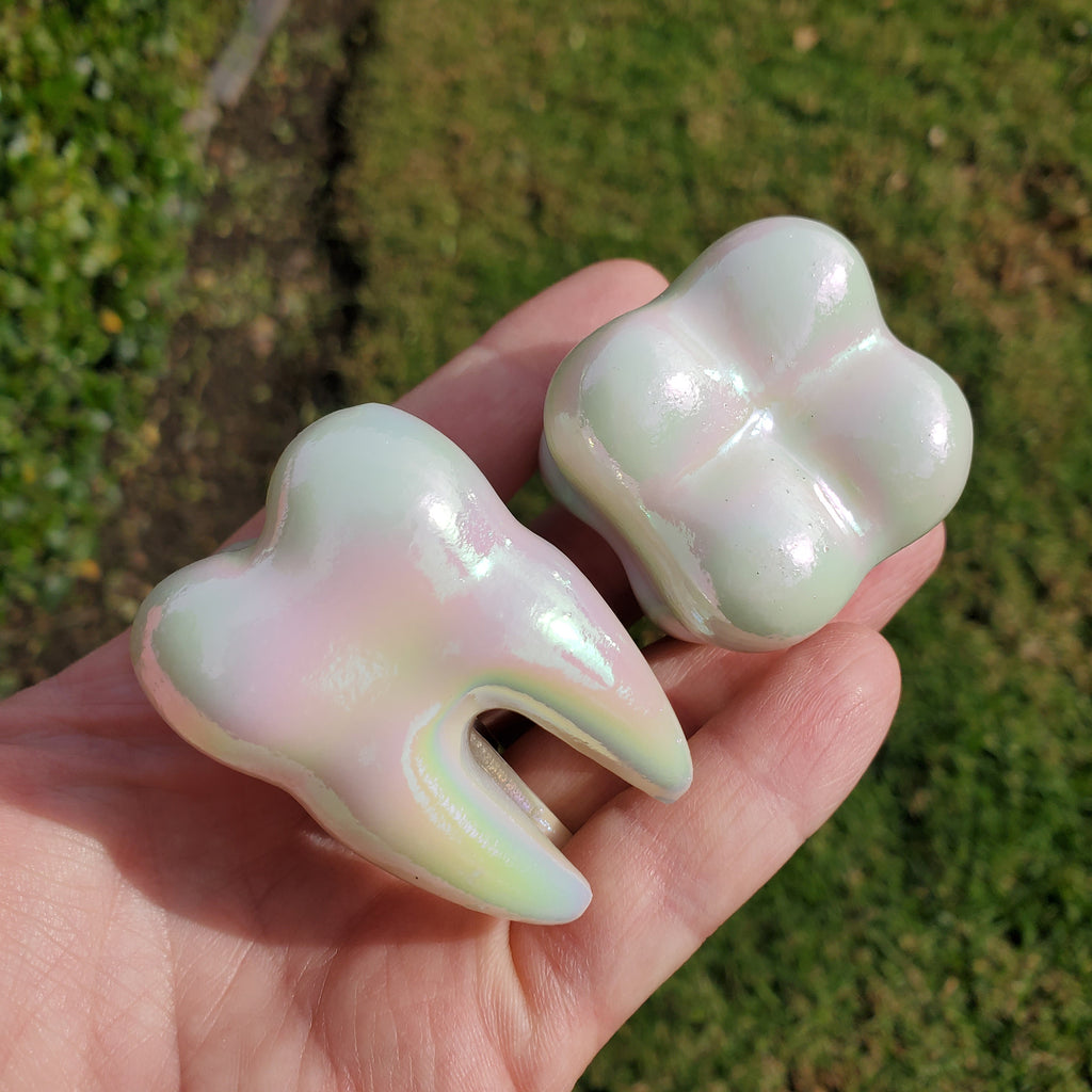Aura White Jade Tooth Carving - Peaceful, Calm, Love Energy, Positive Energy - White Tooth Crystal Carving Healing Gemstone