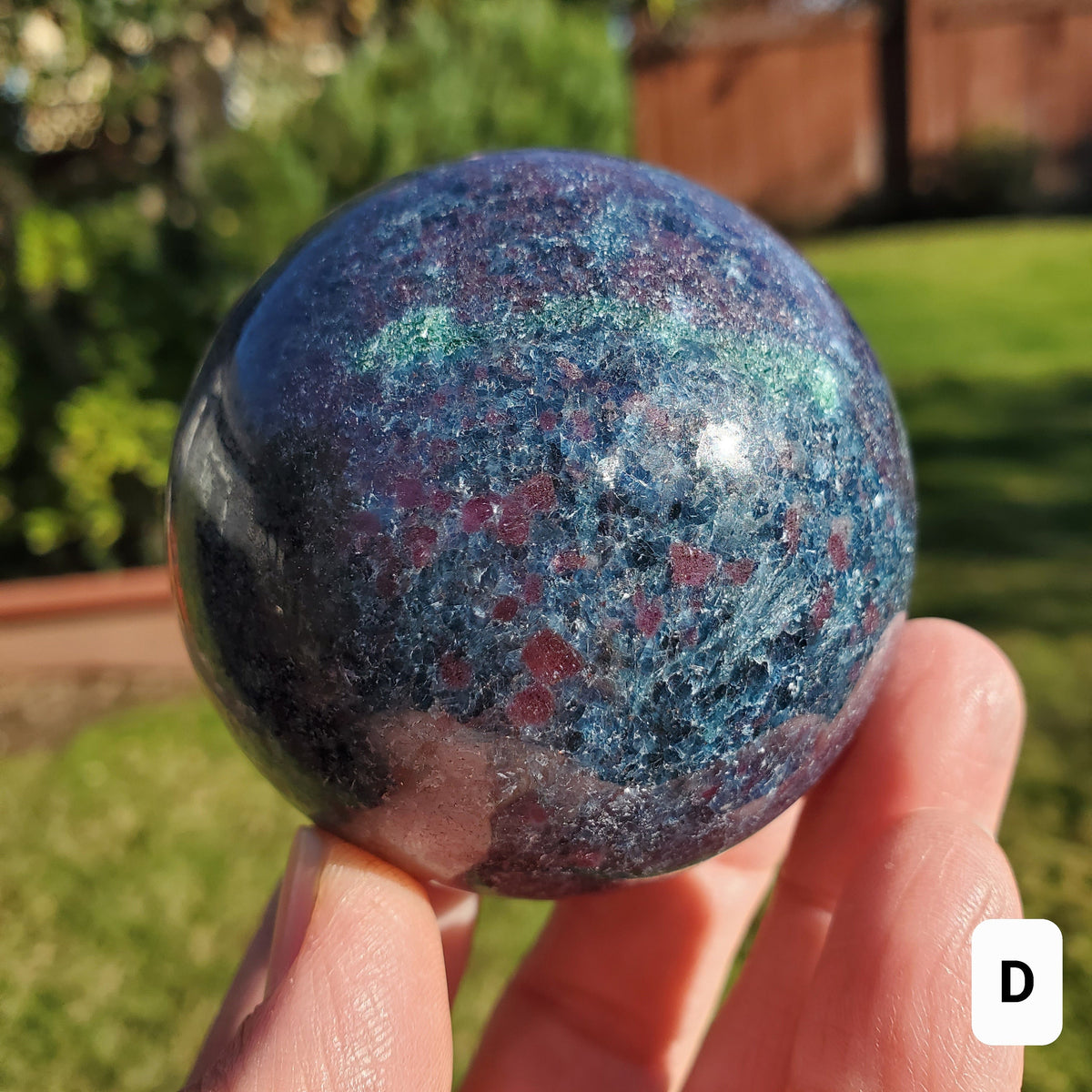 Glowing Ruby Kyanite Sphere - UV light included - Focus, Positivity, Balance Emotions - Ruby in Kyanite Crystal Ball Stone Healing Crystal