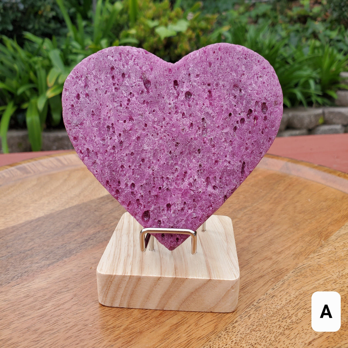 Big Chunky Glowing Honeycomb Ruby Heart (with UV light) - Energy, Strength, Power, Vitality - Corundum Ruby Crystal Heart Healing Gemstone