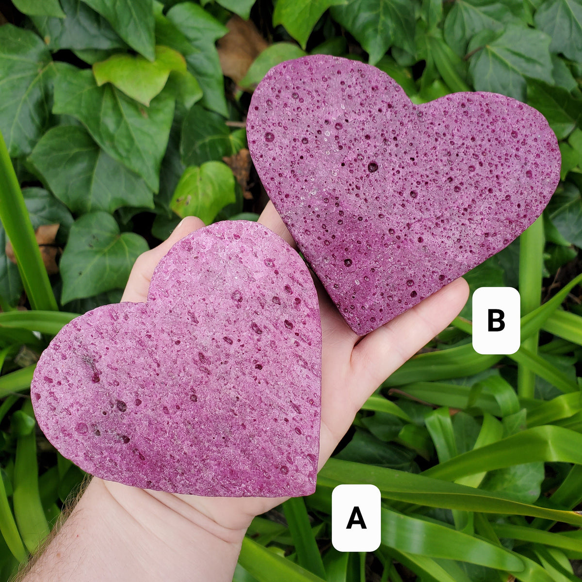 Big Chunky Glowing Honeycomb Ruby Heart (with UV light) - Energy, Strength, Power, Vitality - Corundum Ruby Crystal Heart Healing Gemstone