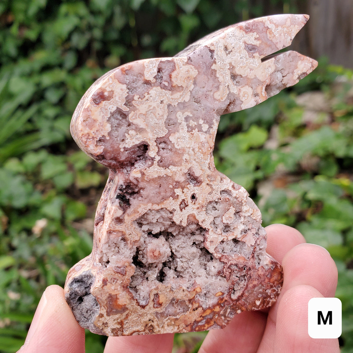 Pink Lace Agate Bunny - Balance of the Physical, Mental & Emotional - Pink Agate Crystal Bunny Healing Gemstone