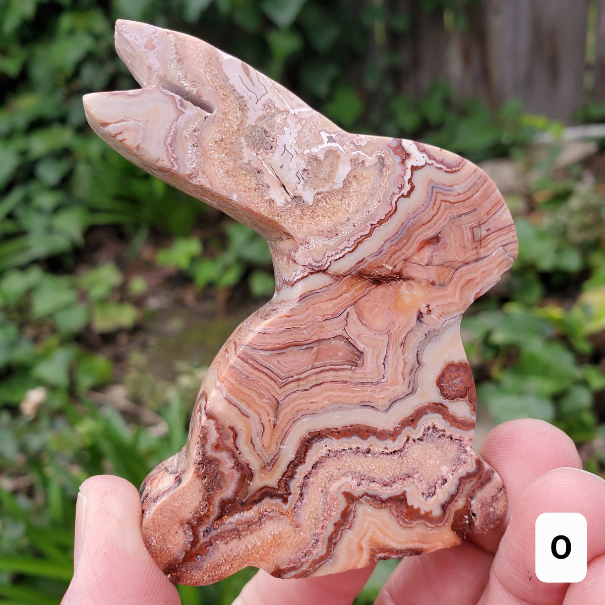 Pink Lace Agate Bunny - Balance of the Physical, Mental & Emotional - Pink Agate Crystal Bunny Healing Gemstone
