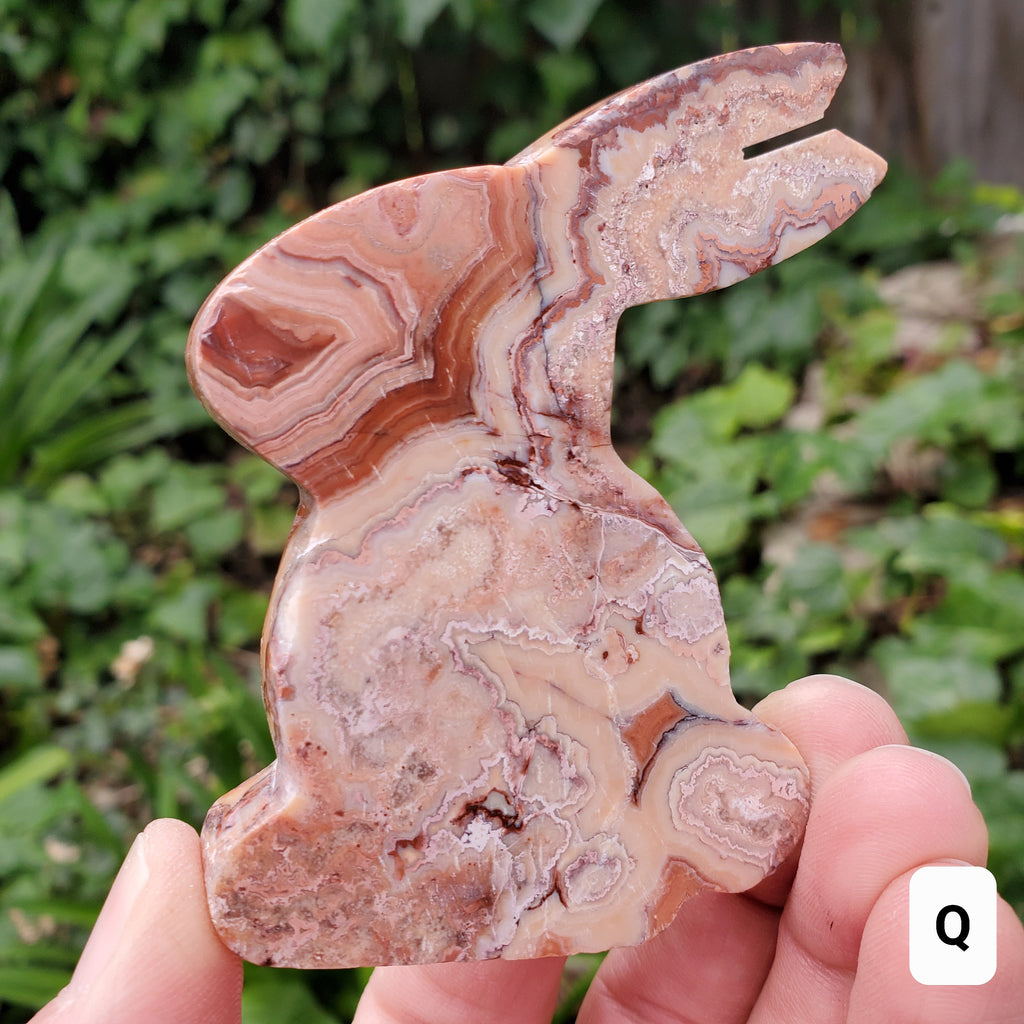 Pink Lace Agate Bunny - Balance of the Physical, Mental & Emotional - Pink Agate Crystal Bunny Healing Gemstone