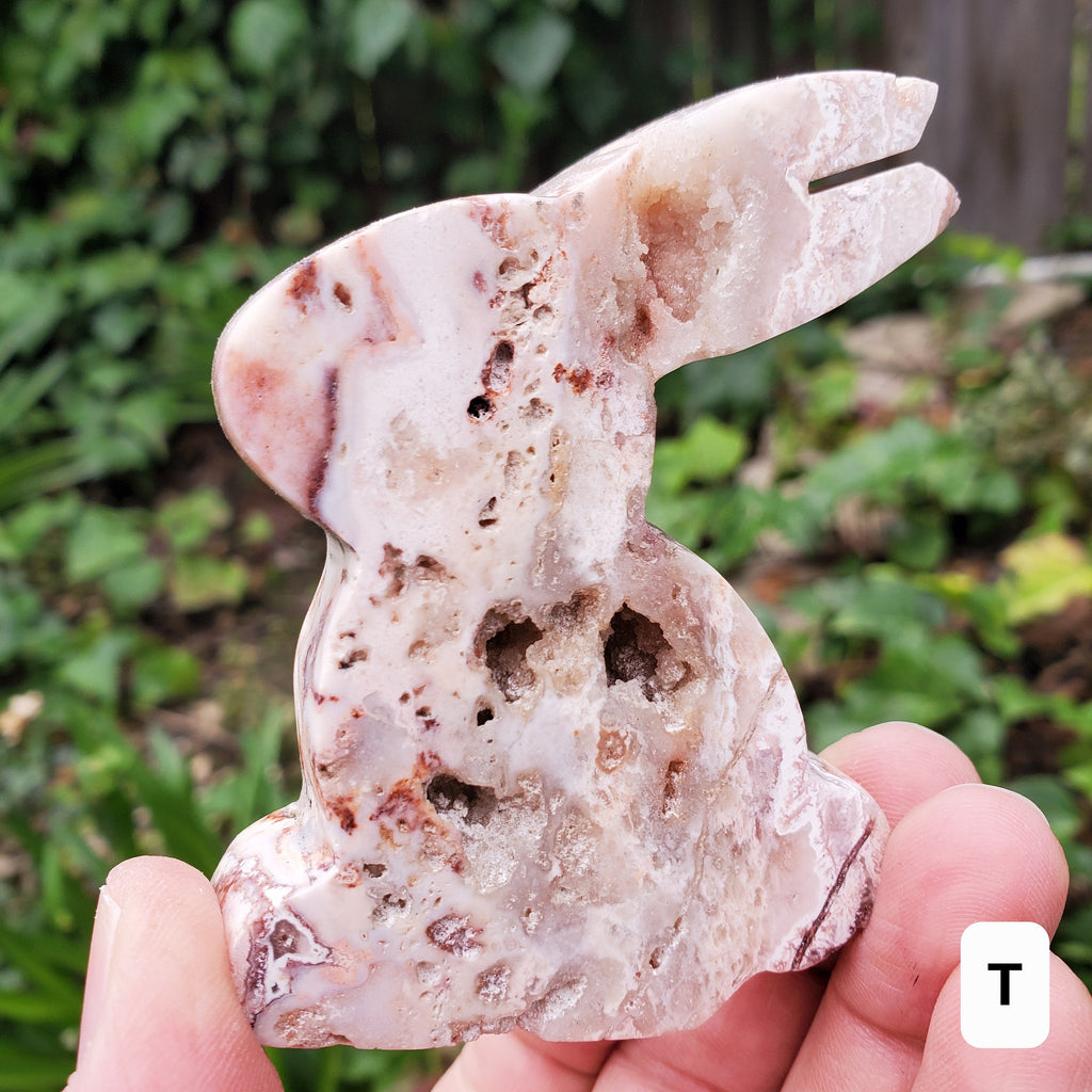 Pink Lace Agate Bunny - Balance of the Physical, Mental & Emotional - Pink Agate Crystal Bunny Healing Gemstone