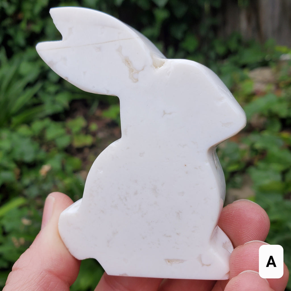 Snow Agate Bunny - Balances Females Ying Yang Energy - White Plume Agate Bunny Stone Healing Crystals Gemstones