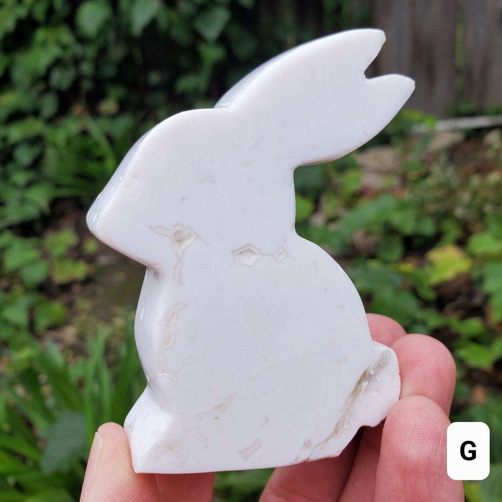 Snow Agate Bunny - Balances Females Ying Yang Energy - White Plume Agate Bunny Stone Healing Crystals Gemstones