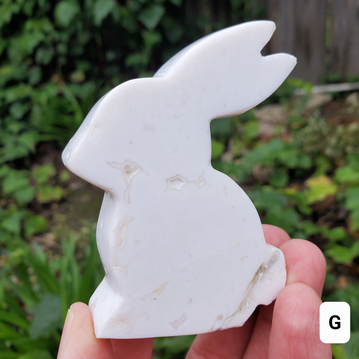 Snow Agate Bunny - Balances Females Ying Yang Energy - White Plume Agate Bunny Stone Healing Crystals Gemstones