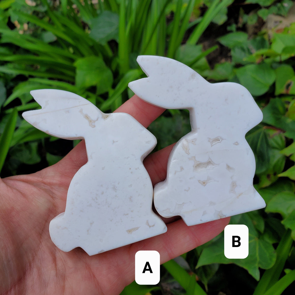 Snow Agate Bunny - Balances Females Ying Yang Energy - White Plume Agate Bunny Stone Healing Crystals Gemstones