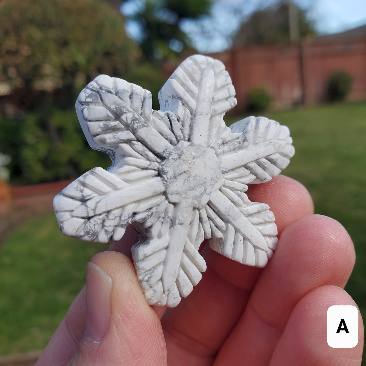 Small Howlite Snowflake - Calm, Confidence, Emotional Healing - Howlite Crystal Snowflake Healing Crystals Gemstones