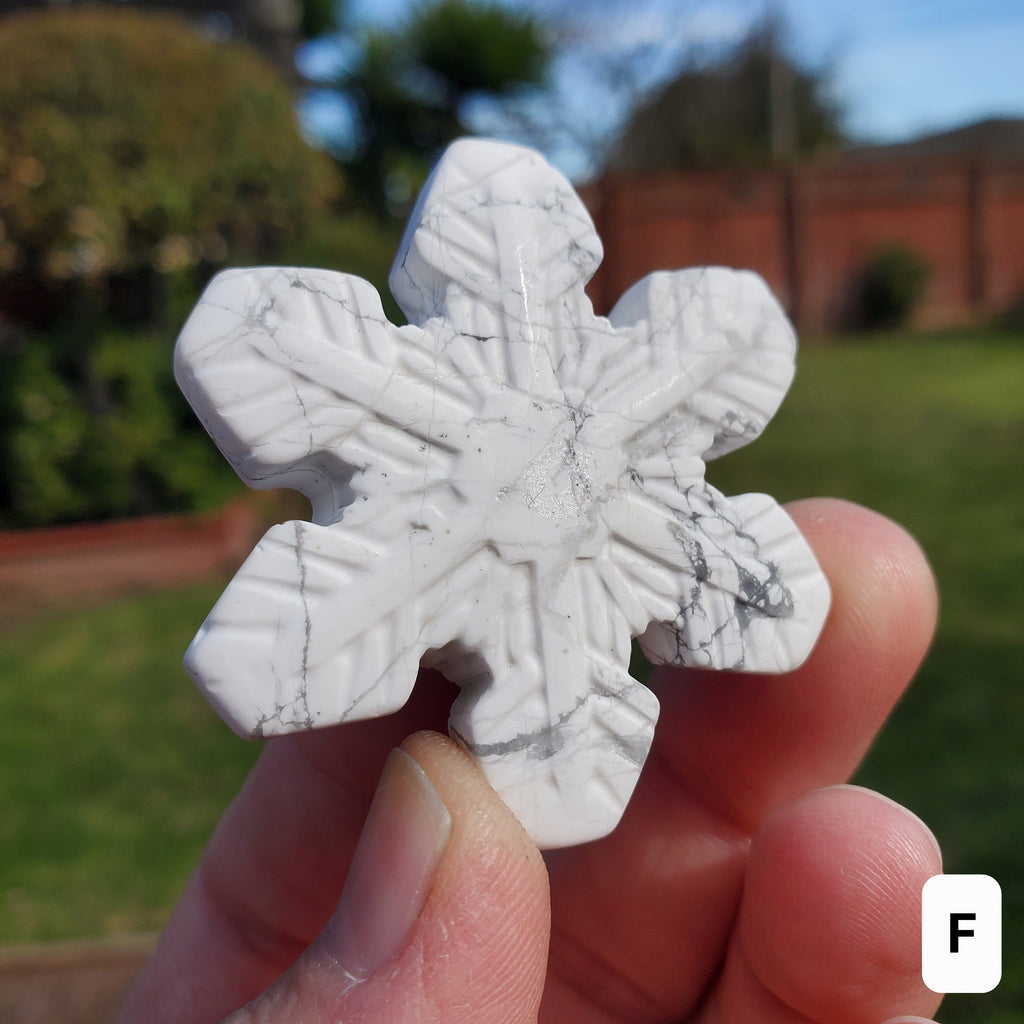 Small Howlite Snowflake - Calm, Confidence, Emotional Healing - Howlite Crystal Snowflake Healing Crystals Gemstones
