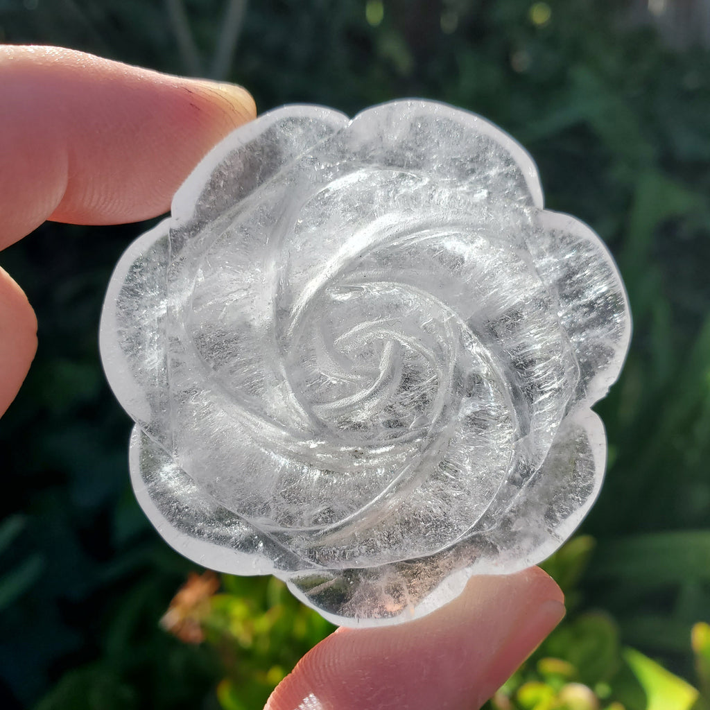 Quartz Flower Carving - Counteracts the Negative, Energizes Positive Energy - Clear Quartz Rose Carving Crystal Flower Healing Stone