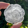 Quartz Flower Carving - Counteracts the Negative, Energizes Positive Energy - Clear Quartz Rose Carving Crystal Flower Healing Stone