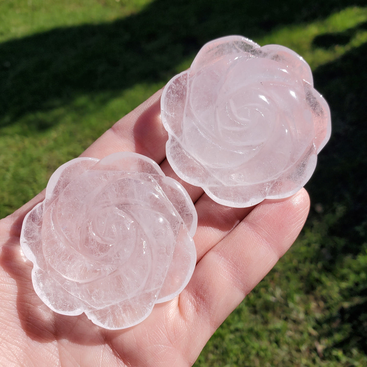 Quartz Flower Carving - Counteracts the Negative, Energizes Positive Energy - Clear Quartz Rose Carving Crystal Flower Healing Stone