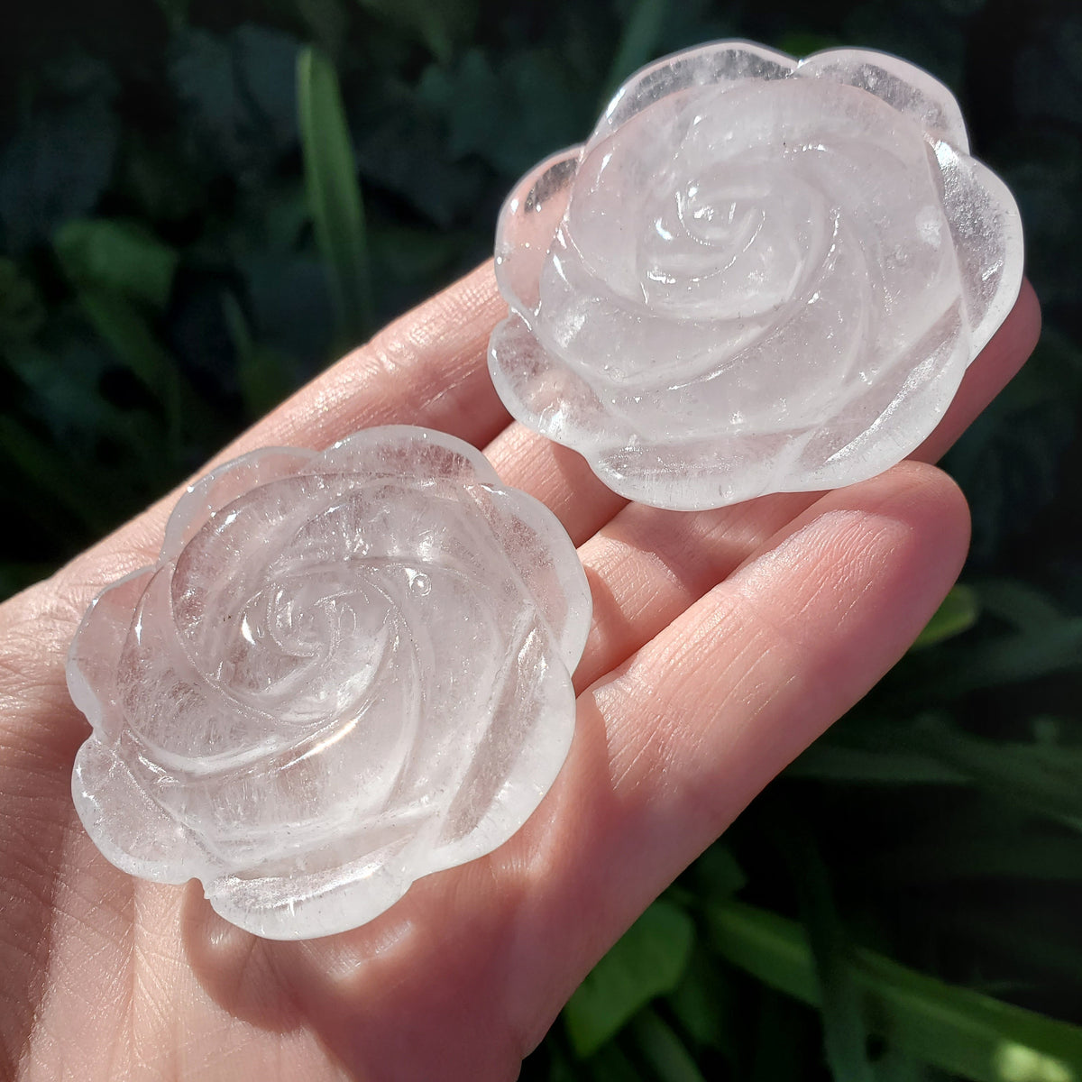 Quartz Flower Carving - Counteracts the Negative, Energizes Positive Energy - Clear Quartz Rose Carving Crystal Flower Healing Stone