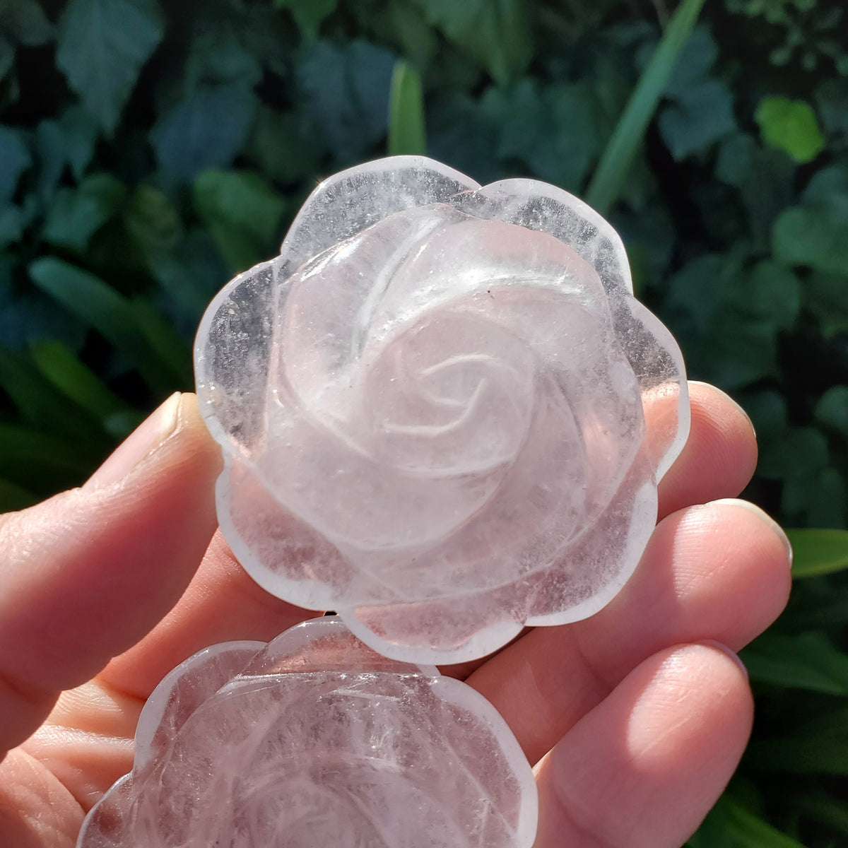 Quartz Flower Carving - Counteracts the Negative, Energizes Positive Energy - Clear Quartz Rose Carving Crystal Flower Healing Stone