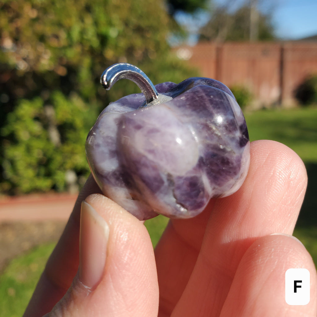 Small Dream Amethyst Pumpkin - Calming, Protection, Positivity - Purple Amethyst Crystal Pumpkin Healing Gemstones