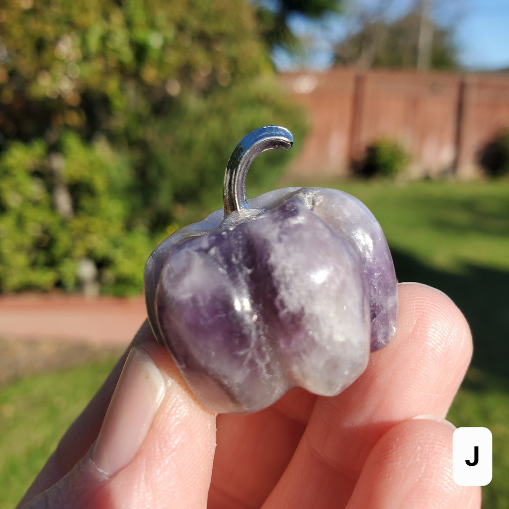 Small Dream Amethyst Pumpkin - Calming, Protection, Positivity - Purple Amethyst Crystal Pumpkin Healing Gemstones