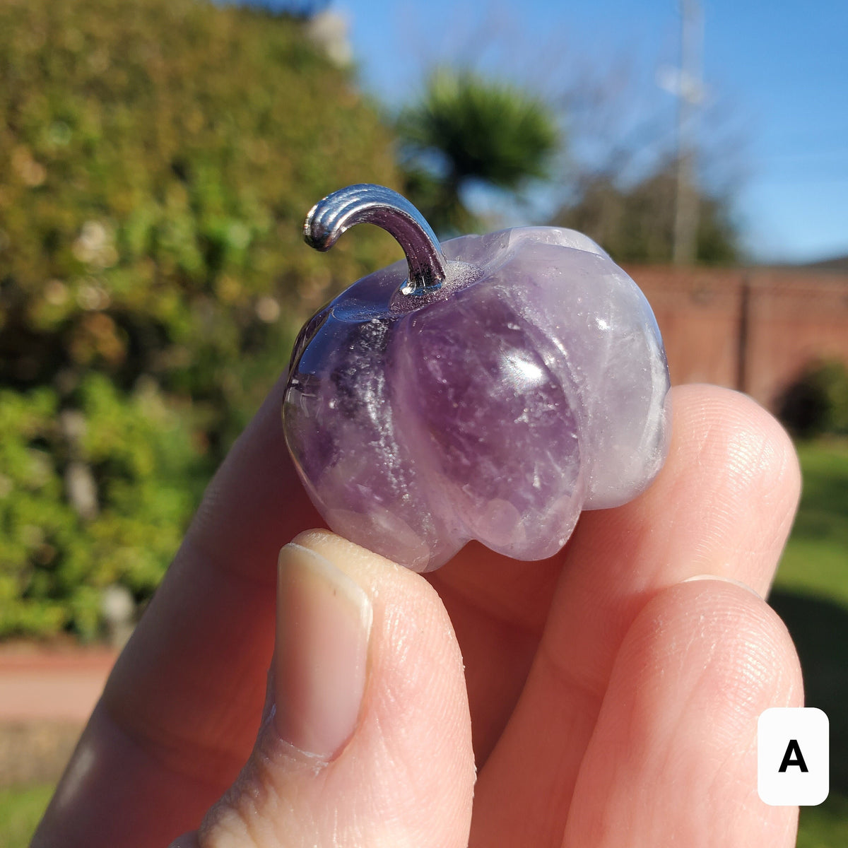 Small Dream Amethyst Pumpkin - Calming, Protection, Positivity - Purple Amethyst Crystal Pumpkin Healing Gemstones