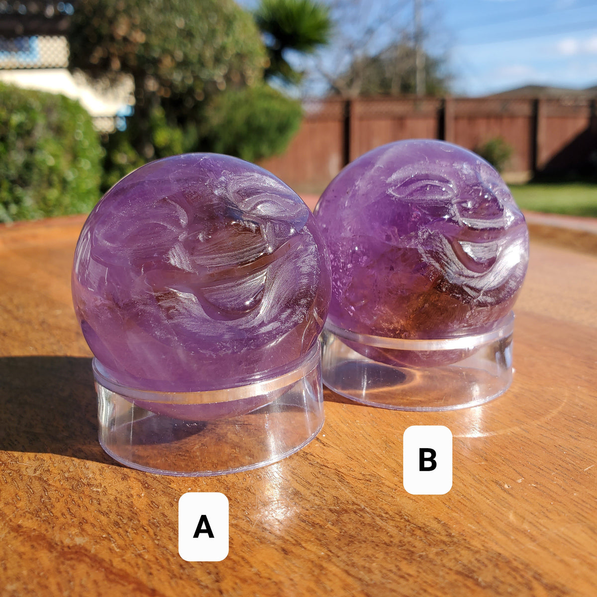 Moon Face Amethyst Sphere - Calming, Energetic Protection, Positivity, Connection - Purple Amethyst Moon Crystal Healing Gemstones