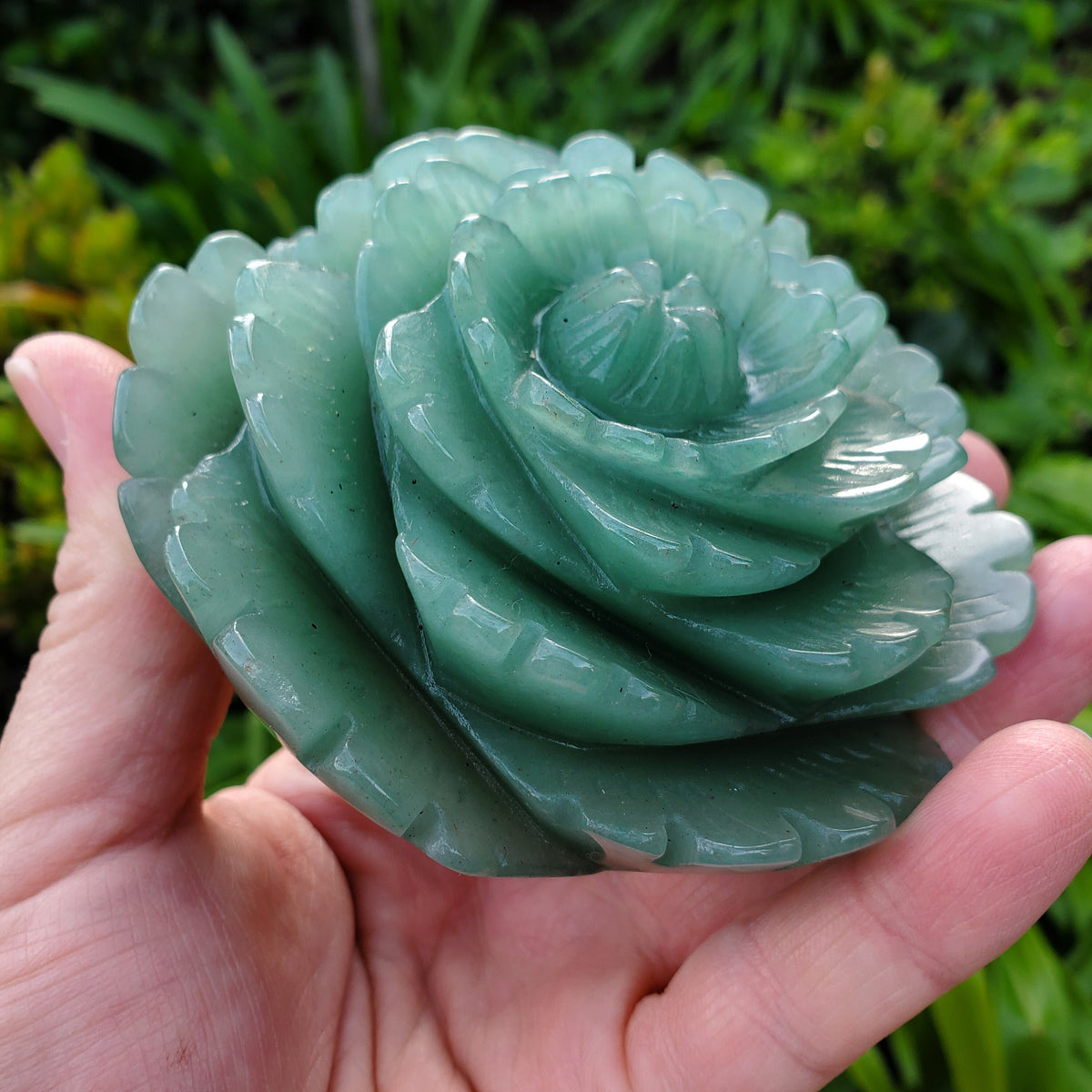 Big Green Aventurine Rose - Manifestation, Prosperity, Wealth, Abundance - Aventurine Crystal Rose Carved Flower Healing Gemstones