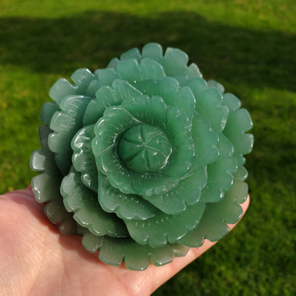 Big Green Aventurine Rose - Manifestation, Prosperity, Wealth, Abundance - Aventurine Crystal Rose Carved Flower Healing Gemstones