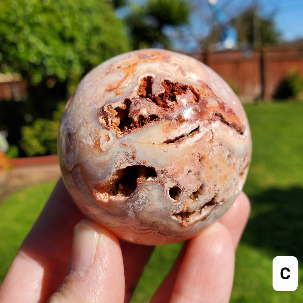 Pink Lace Agate Spheres - Balance of the Physical, Mental & Emotional, The Ultimate Energy Shield - Pink Agate Crystal Ball Healing Gemstone