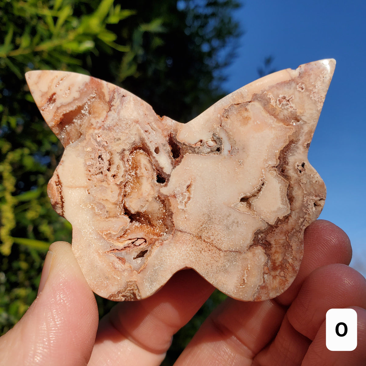 Pink Lace Agate Butterfly with Druzy - Balance of the Physical, Mental, Emotional - Pink Agate Crystal Butterfly Carving
