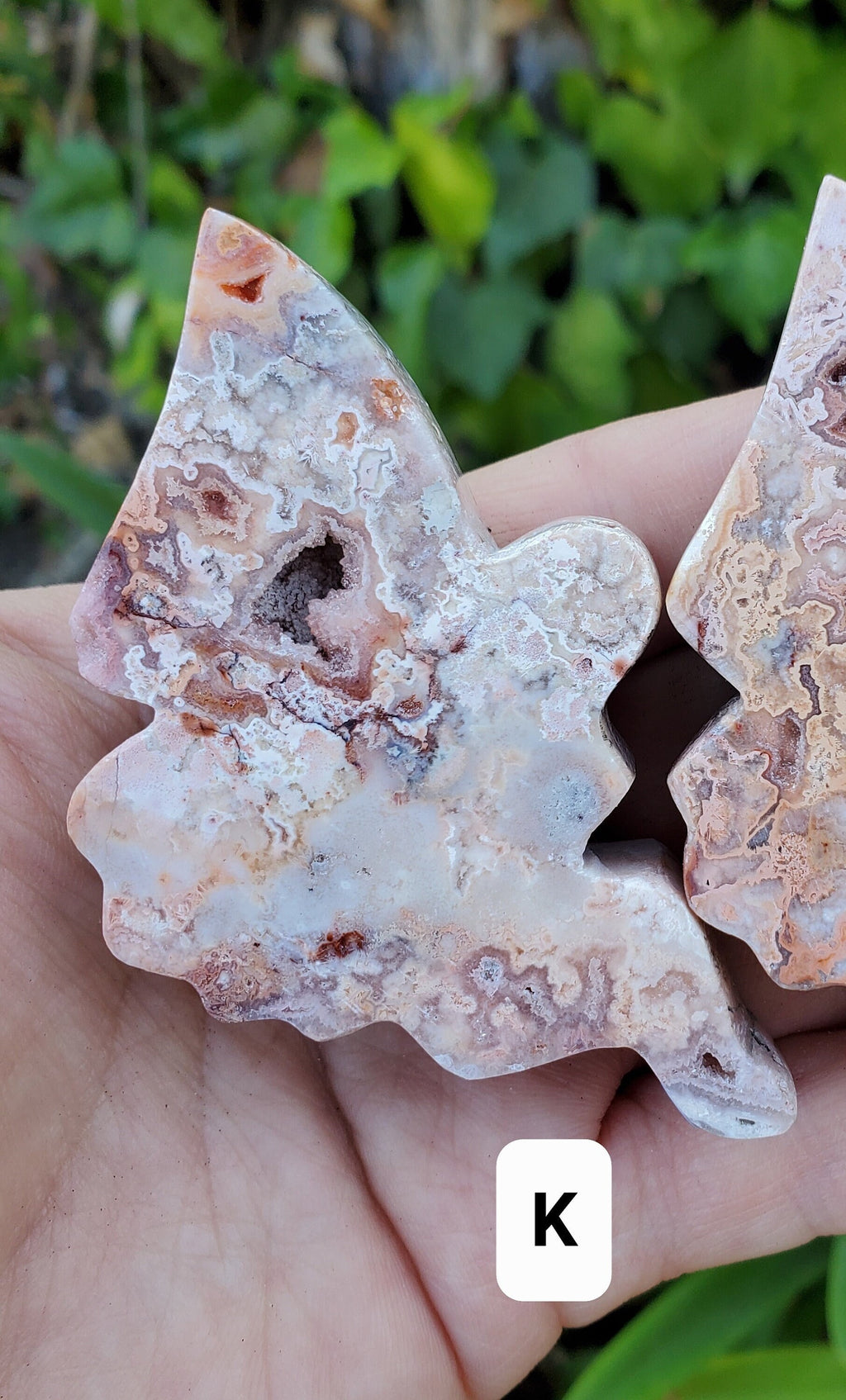 Chunky Pink Lace Agate Druzy Fairy - Balance Physical, Mental, Emotional - Pink Agate Crystal Fairy Carving Healing Gemstones