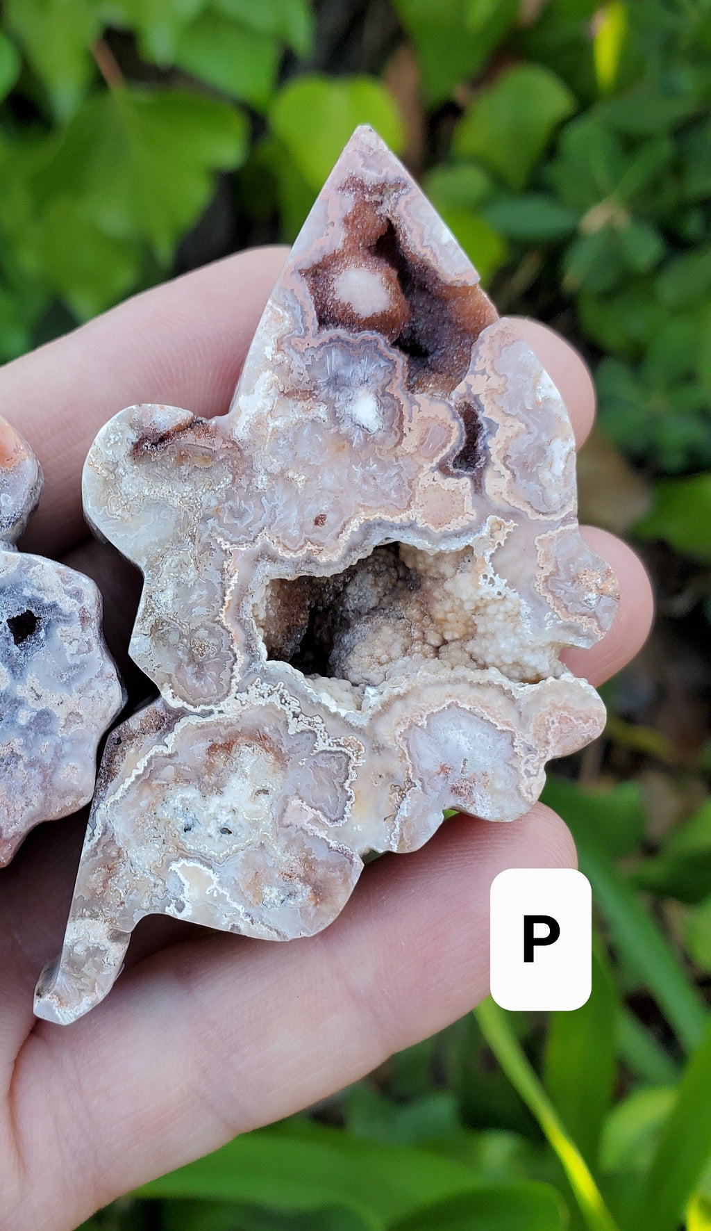Chunky Pink Lace Agate Druzy Fairy - Balance Physical, Mental, Emotional - Pink Agate Crystal Fairy Carving Healing Gemstones