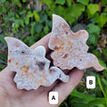 Chunky Pink Lace Agate Druzy Fairy - Balance Physical, Mental, Emotional - Pink Agate Crystal Fairy Carving Healing Gemstones