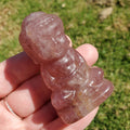 Strawberry Quartz Buddha - Love, Gratitude, Generosity - Quartz Strawberry Carved Buddha Stone Healing Gemstone