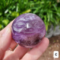 Moon Face Amethyst Sphere - Calming, Energetic Protection, Positivity, Connection - Purple Amethyst Moon Crystal Healing Gemstones