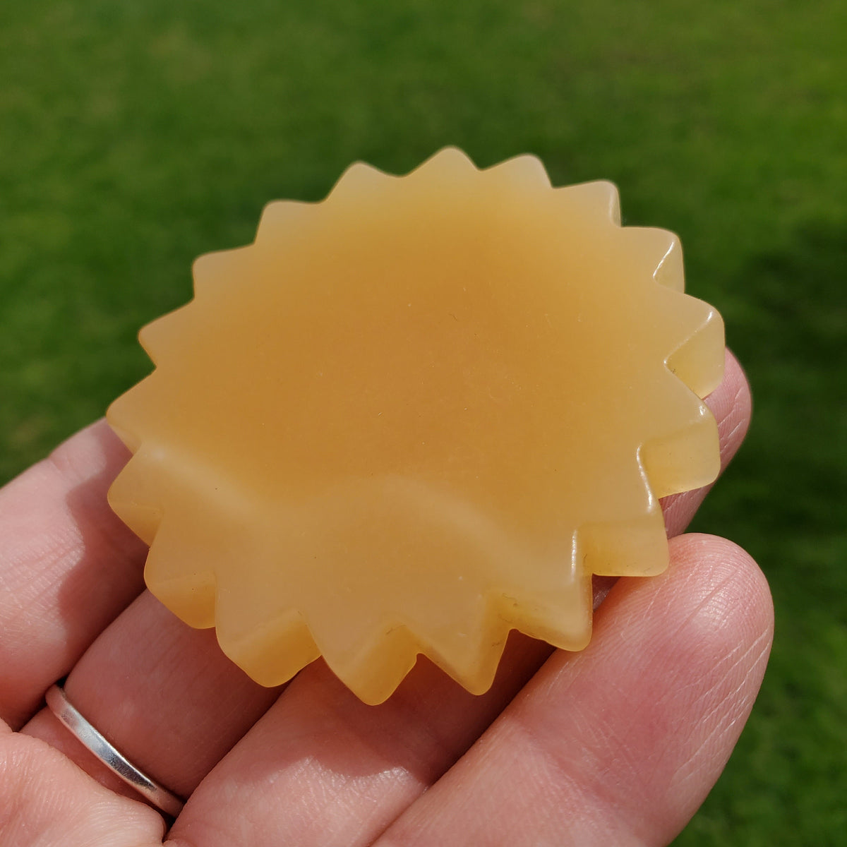 Orange Calcite Sunflower - Confidence, Self-Esteem, Creative & Sexual Energy, Power of the Sun - Calcite Crystal Sunflower Healing Gemstone