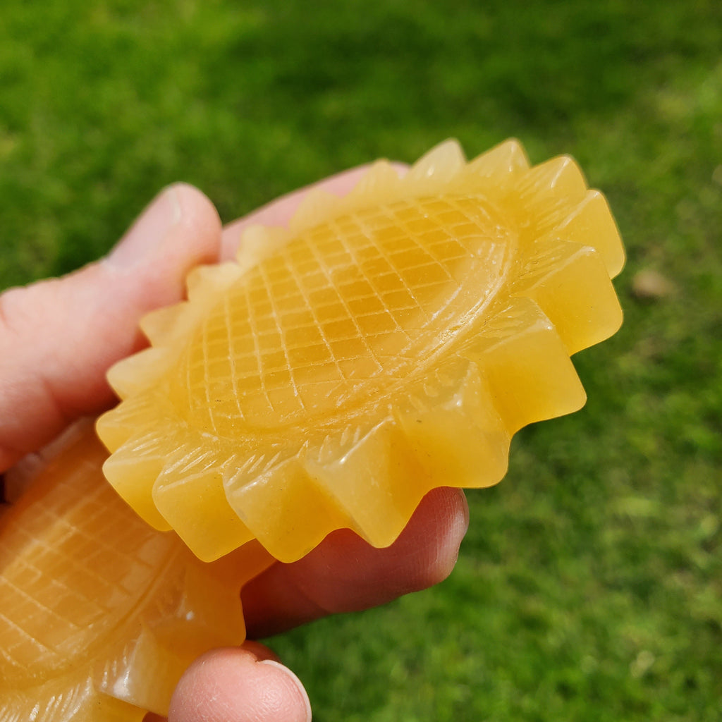 Orange Calcite Sunflower - Confidence, Self-Esteem, Creative & Sexual Energy, Power of the Sun - Calcite Crystal Sunflower Healing Gemstone