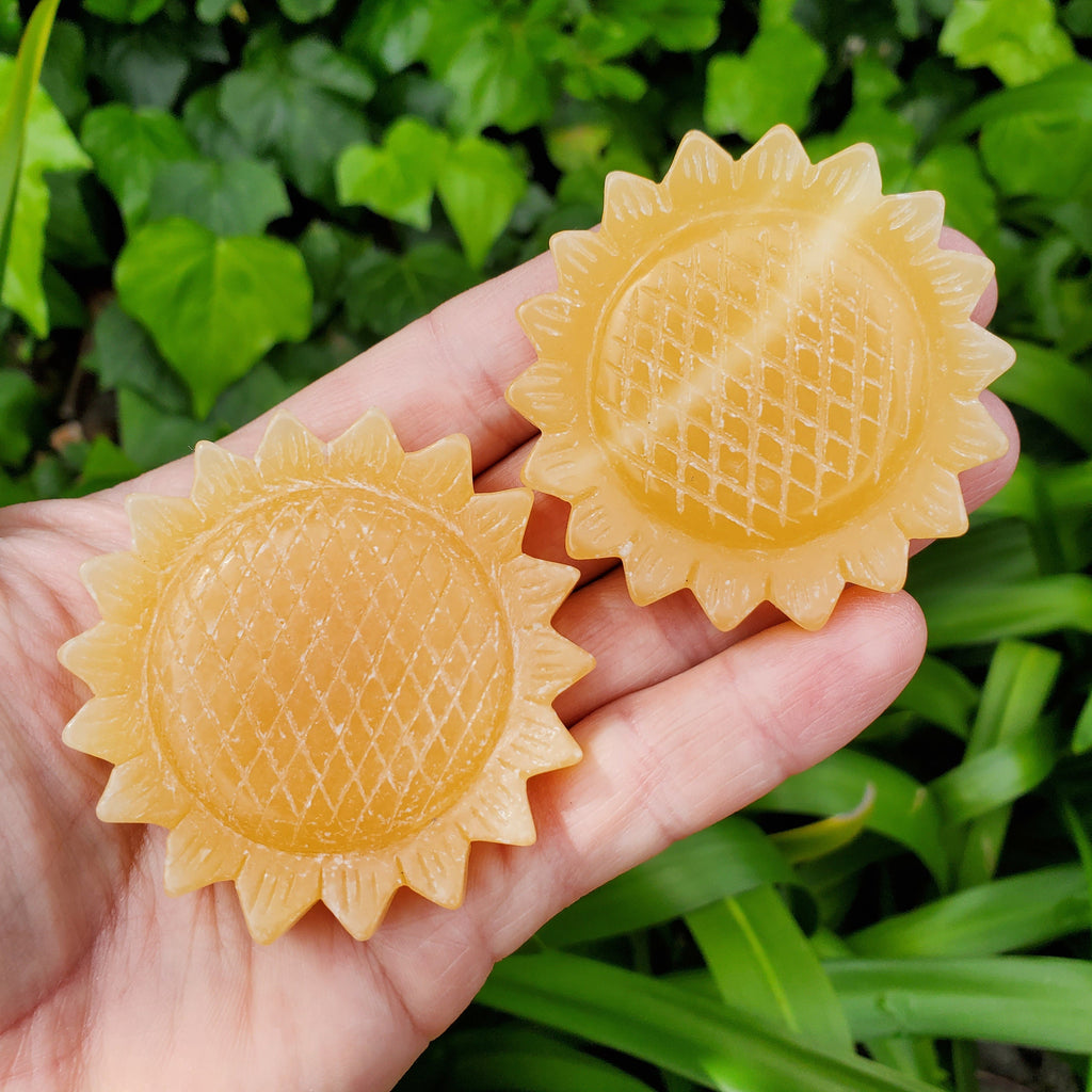 Orange Calcite Sunflower - Confidence, Self-Esteem, Creative & Sexual Energy, Power of the Sun - Calcite Crystal Sunflower Healing Gemstone