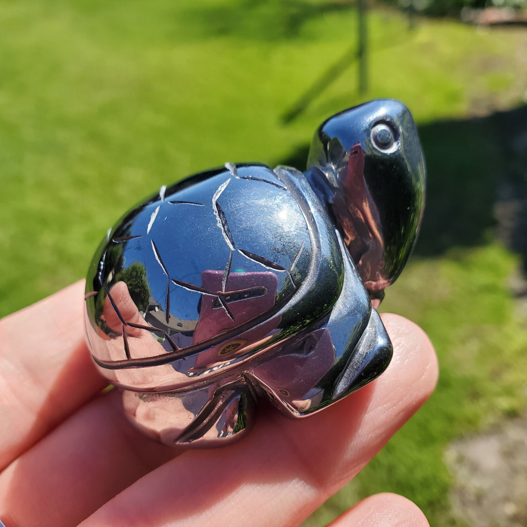 Terahertz Turtle - Creativity, Helps Clear Your Mind, Energizes Inner Body, Promotes Blood Flow - Silver Crystal Turtle Healing Gemstone