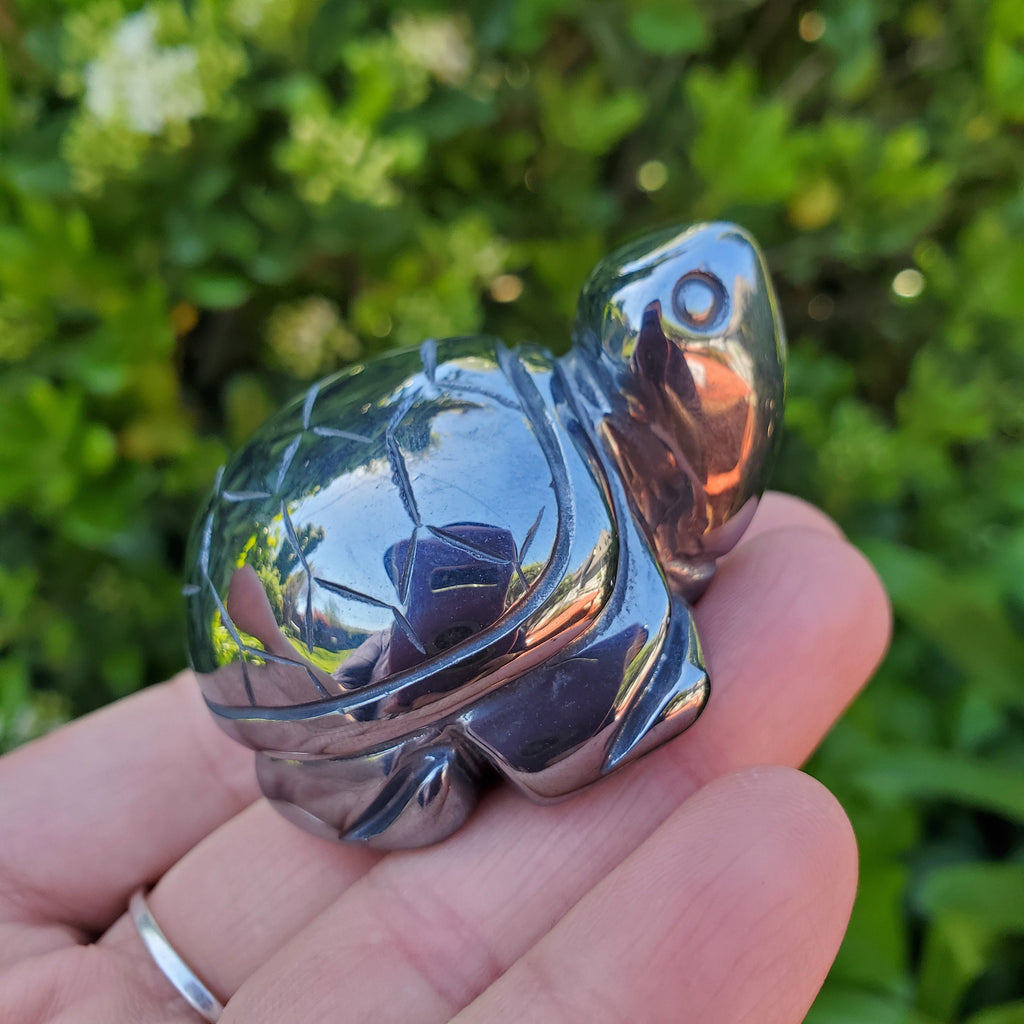 Terahertz Turtle - Creativity, Helps Clear Your Mind, Energizes Inner Body, Promotes Blood Flow - Silver Crystal Turtle Healing Gemstone
