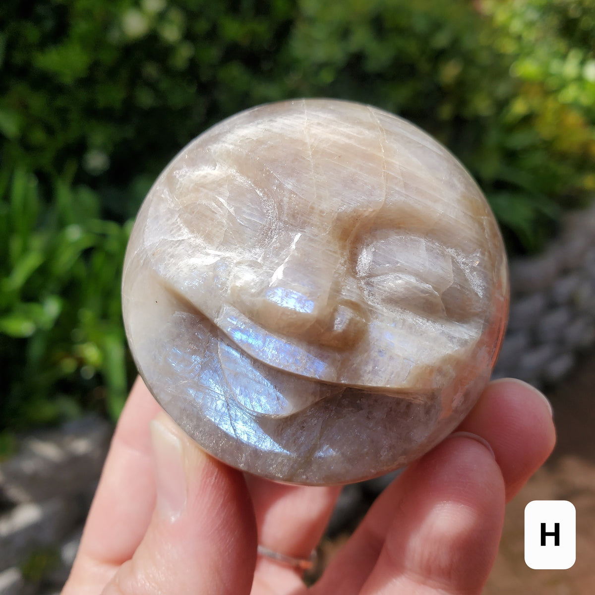 Flashy Moonstone Moon Face Sphere - Uplifting, Raises Vibration, Feminine Energy, Empowering - Flashy Crystal Ball Healing Gemstone