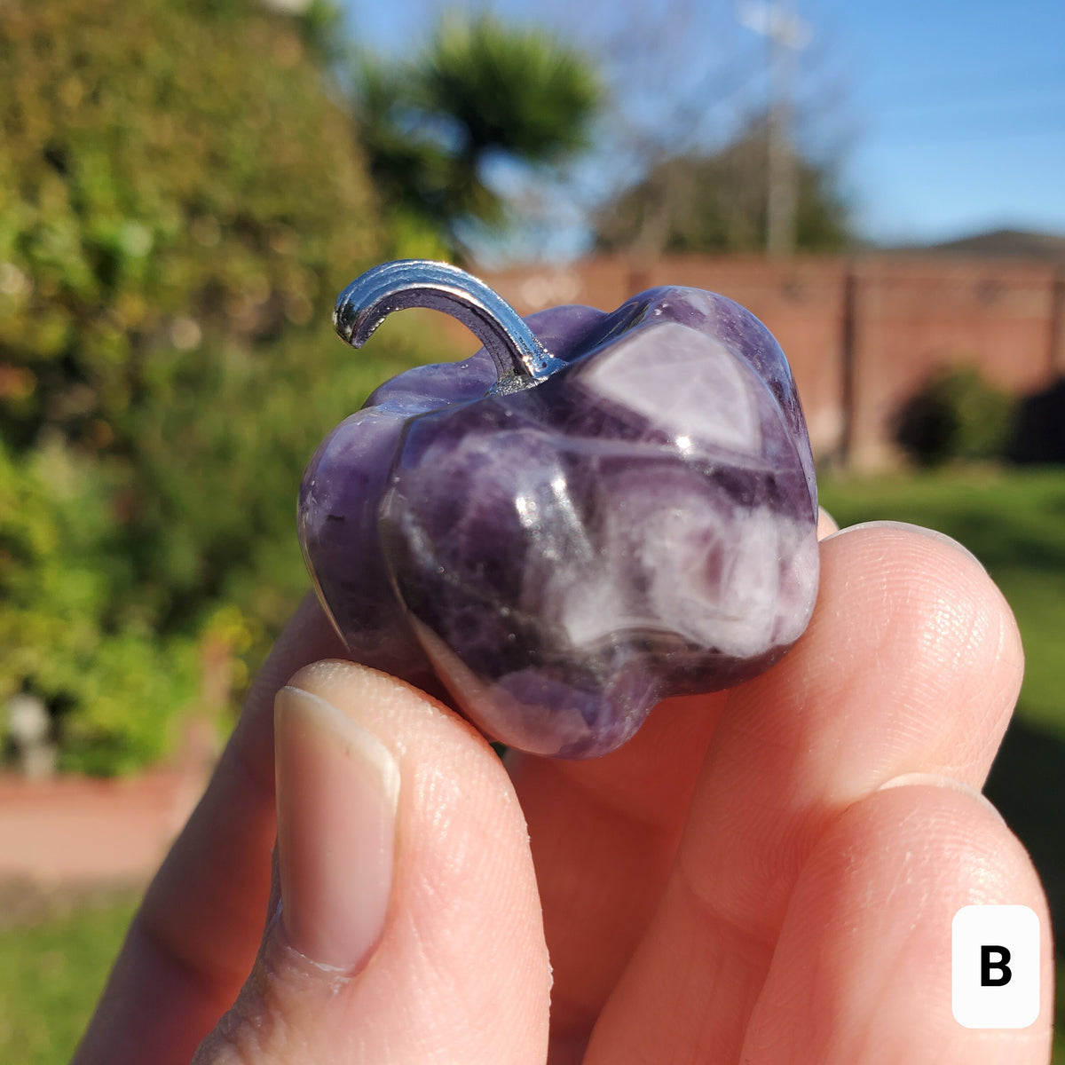 Small Dream Amethyst Pumpkin - Calming, Protection, Positivity - Purple Amethyst Crystal Pumpkin Healing Gemstones