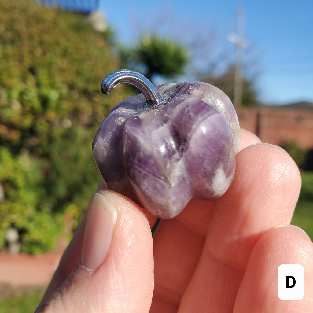 Small Dream Amethyst Pumpkin - Calming, Protection, Positivity - Purple Amethyst Crystal Pumpkin Healing Gemstones