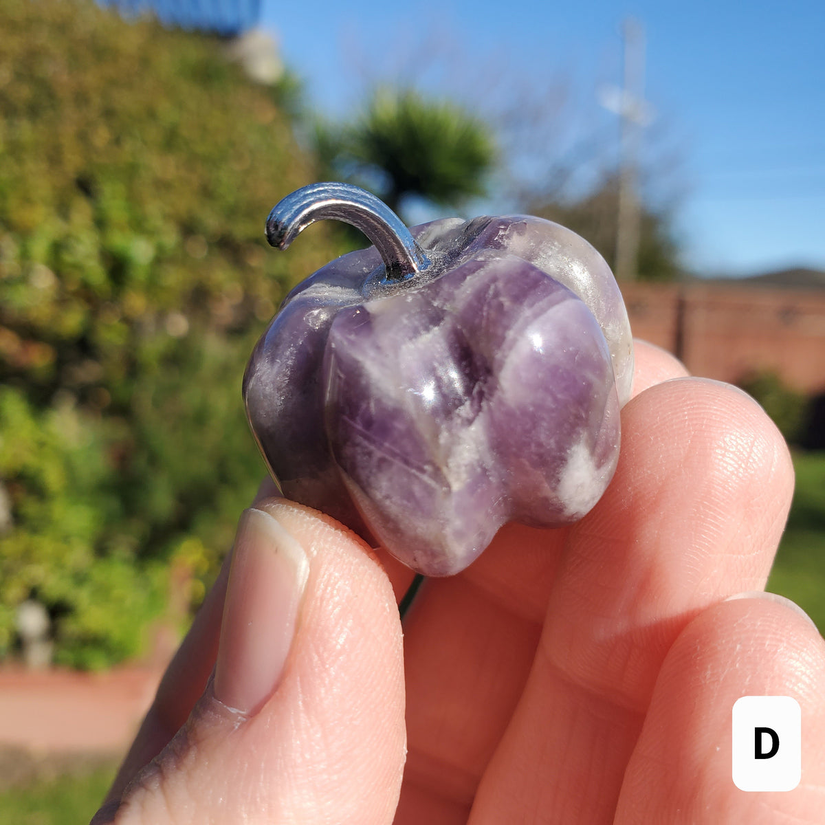 Small Dream Amethyst Pumpkin - Calming, Protection, Positivity - Purple Amethyst Crystal Pumpkin Healing Gemstones