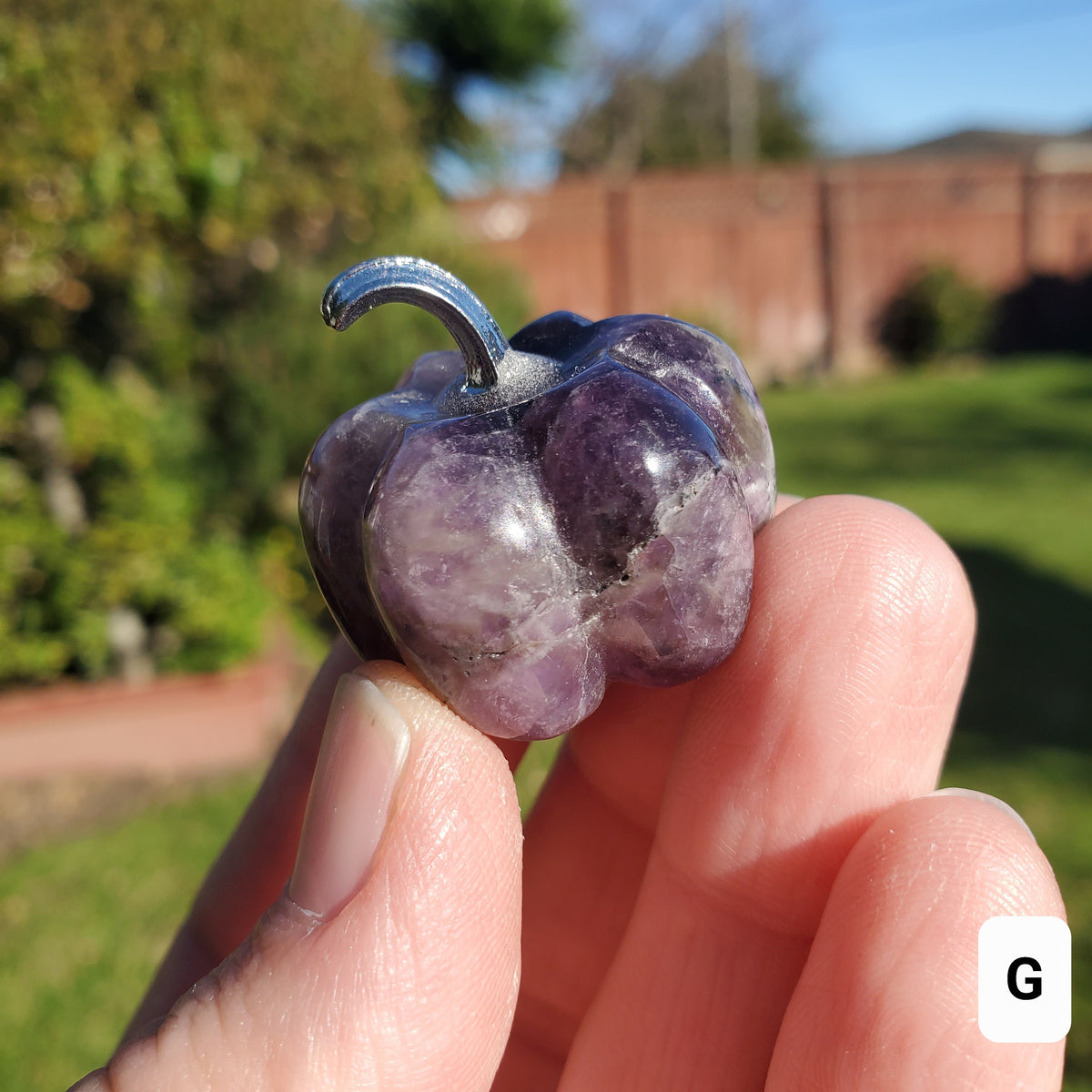 Small Dream Amethyst Pumpkin - Calming, Protection, Positivity - Purple Amethyst Crystal Pumpkin Healing Gemstones