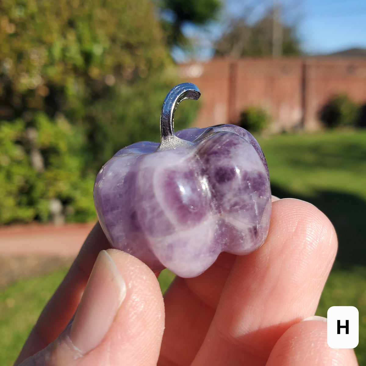 Small Dream Amethyst Pumpkin - Calming, Protection, Positivity - Purple Amethyst Crystal Pumpkin Healing Gemstones