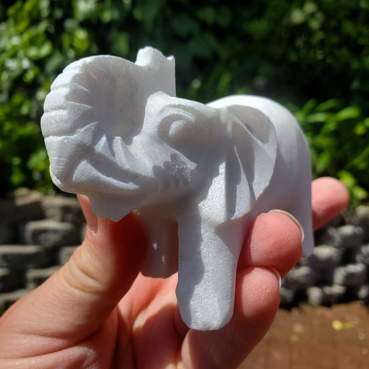 Chunky White Jade Elephant - Brings in Joy, Peace, Calm & Love Energy - White Elephant Stone Carving Healing Gemstones