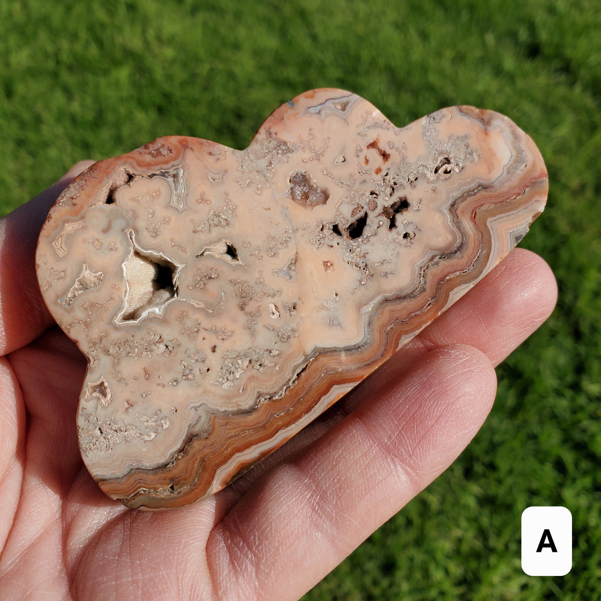 Pink Lace Agate Cloud on Stand - Balance of the Physical, Mental & Emotional - Pink Cloud Crystal Carving Healing Gemstone