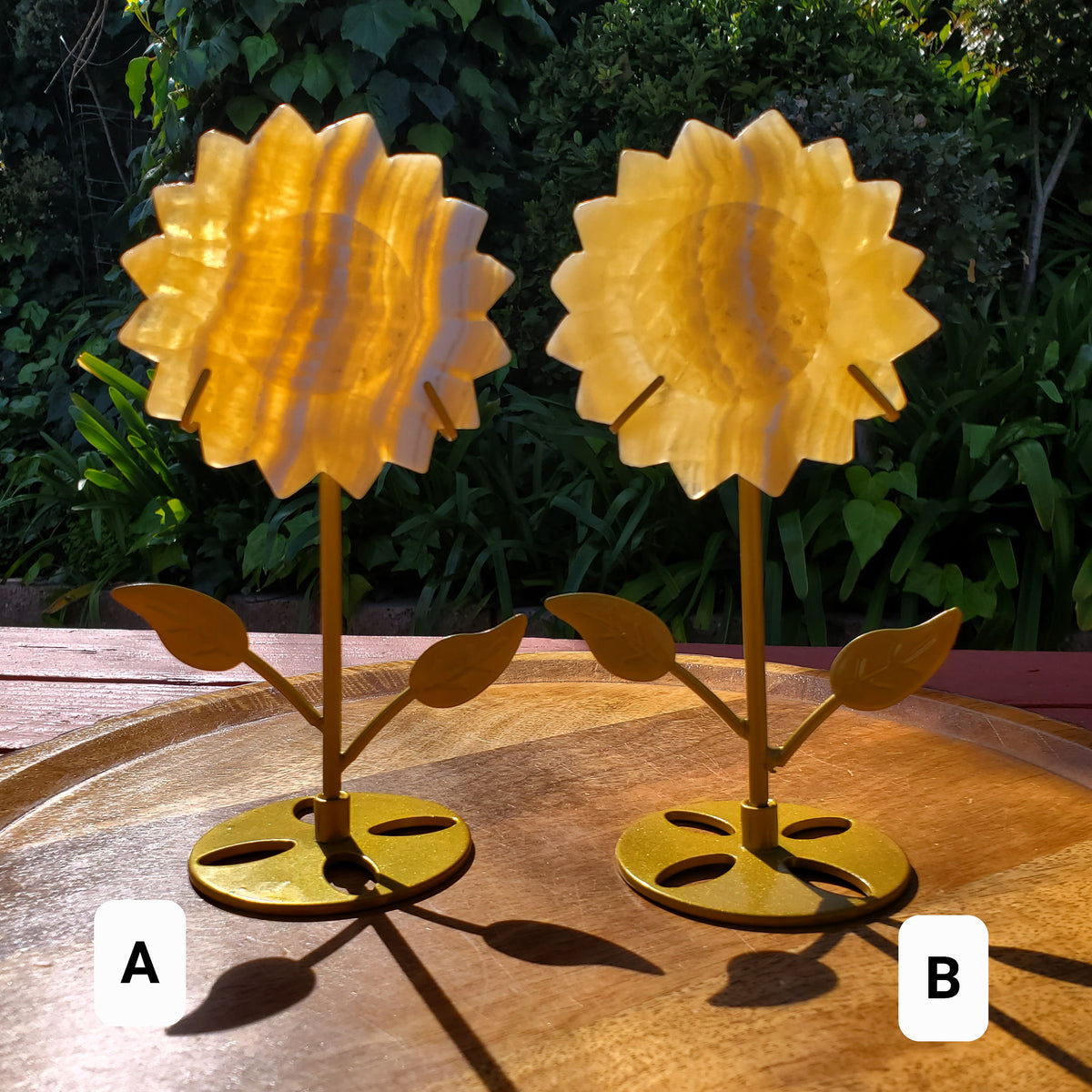 Orange Calcite Sunflower on Stand - Confidence, Self-Esteem, Creative & Sexual Energy - Calcite Crystal Sunflower Healing Gemstone
