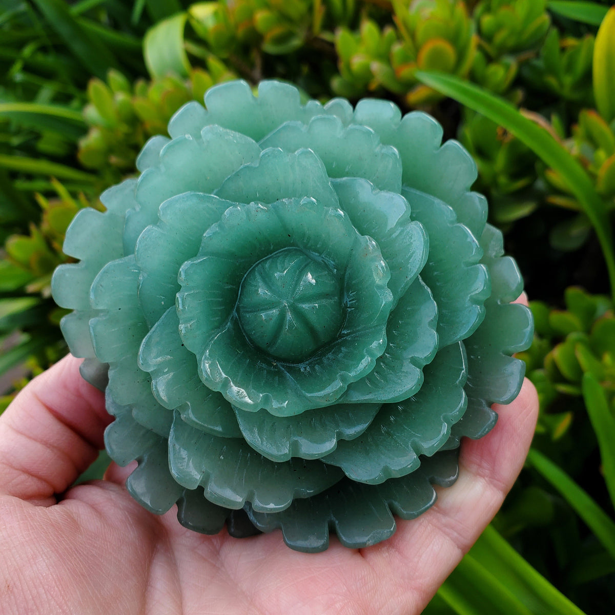 Big Green Aventurine Rose - Manifestation, Prosperity, Wealth, Abundance - Aventurine Crystal Rose Carved Flower Healing Gemstones