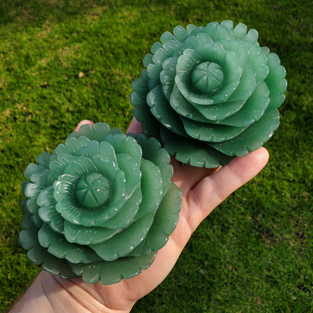 Big Green Aventurine Rose - Manifestation, Prosperity, Wealth, Abundance - Aventurine Crystal Rose Carved Flower Healing Gemstones
